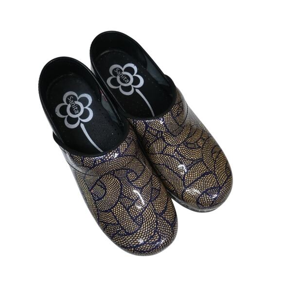 Sanita Women's EU37/US 6 Blue Yellow Patent Leather Clog - Picture 6 of 10